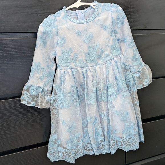 Kids Blue Lace Dress - Picture 4 of 7